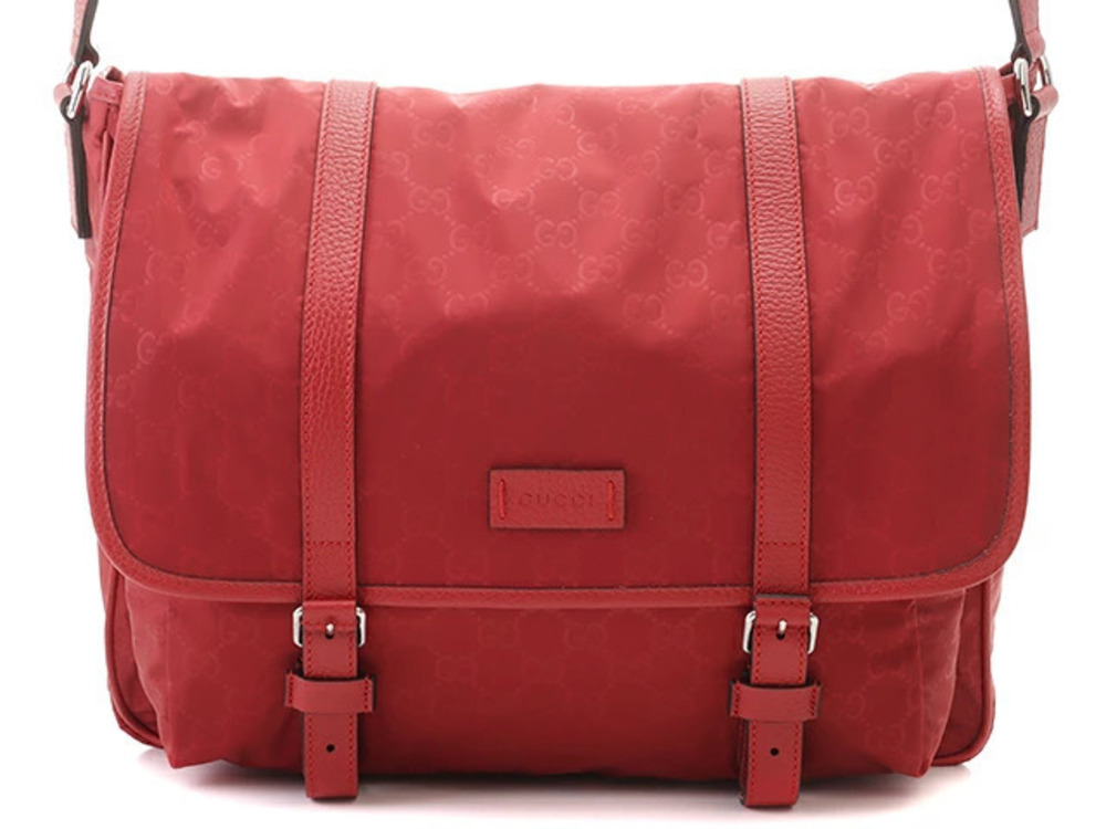 Gucci GG Messenger Bag Red Calfskin Shoulder